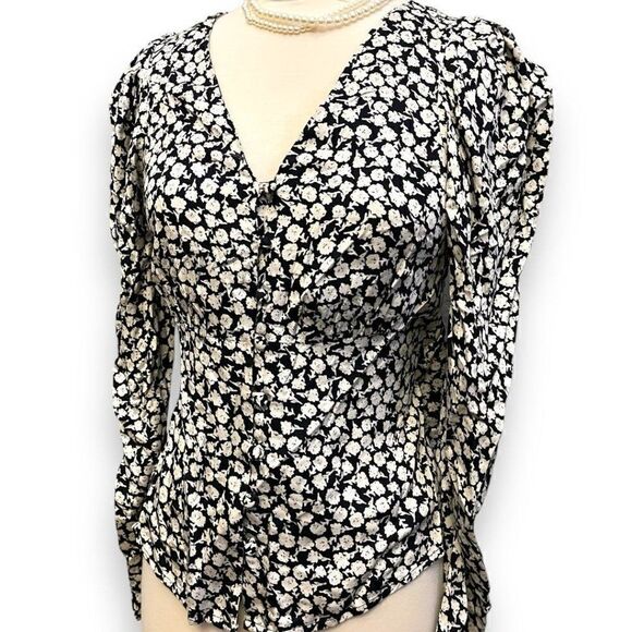Mango MNG Floral Long Sleeve Blouse 4 - Picture 1 of 12